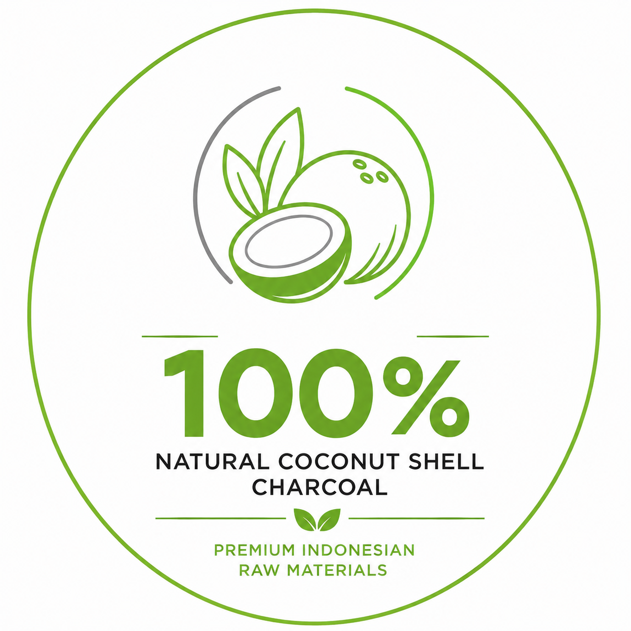100% natural coconut shell charcoal from premium Indonesian raw materials